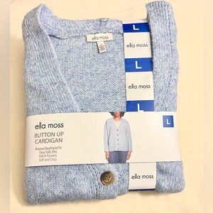 Ella Moss Blue Button Up Cardigan, Size L